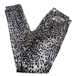 GIAMBATTISTA VALLI AND 7 FOR ALL MANKIND WHITE LEOPARD PANTS SZ 25 EUC